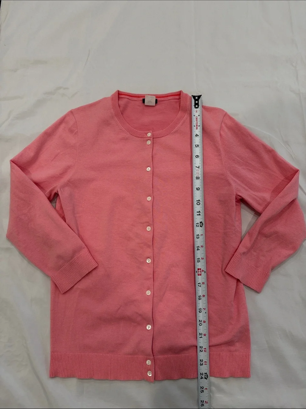 J Crew 3/4 Sleeve Pink Button-Up Cotton Blend Cardigan—Large